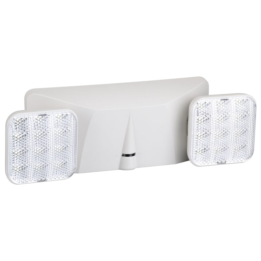 2 Light, Dual Head Emergency Light Style, Emergency Lighting, White Finish