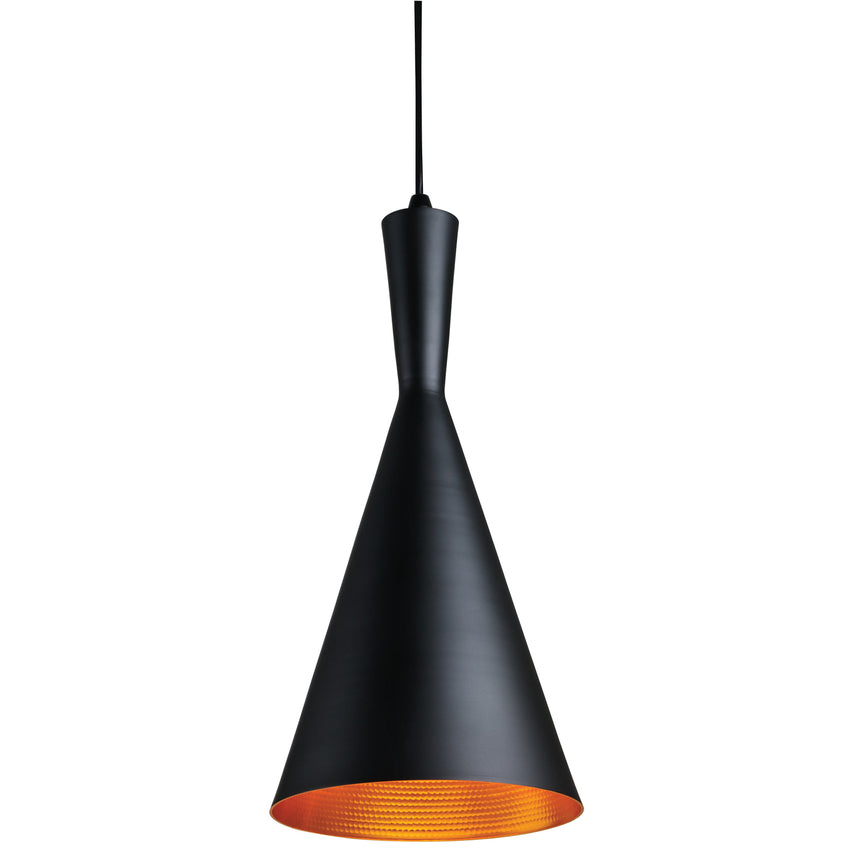 1 Light, Cone Style, Pendant, Matte Black Finish