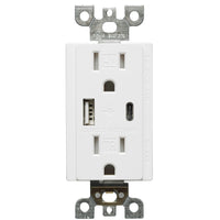 Usb, Type C, Charger And Duplex Receptacle, White Finish