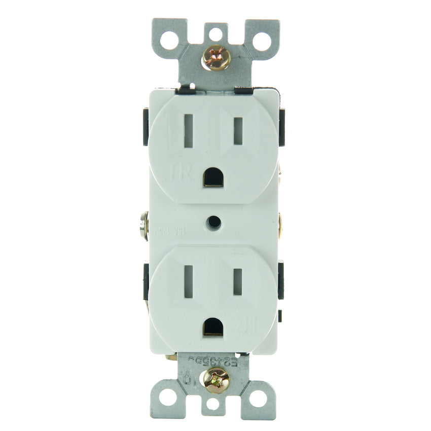 15Amp  Receptacle Tamper Resistant White Finish