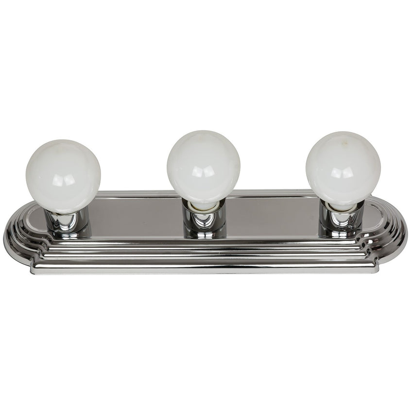 3 Light, Raceway Style, Bathroom Fixtures, Chrome Finish