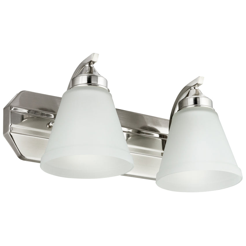 2 Light, Bell Style, Bathroom Fixtures, Brushed Nickel Finish