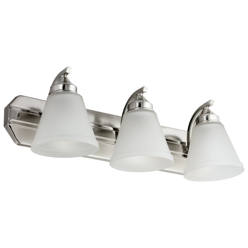 3 Light, Bell Style, Bathroom Fixtures, Brushed Nickel Finish