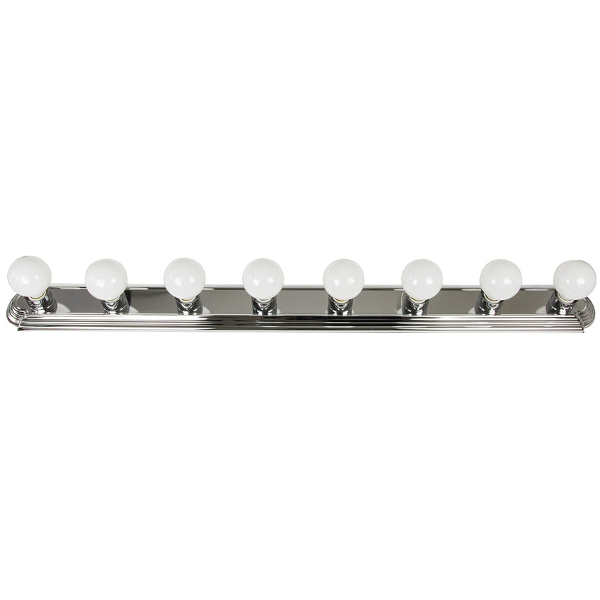 8 Light, Raceway Style, Bathroom Fixtures, Chrome Finish