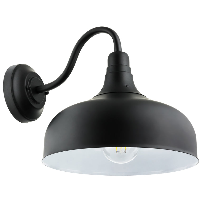 1 Light, Goose Neck Style, Porch Lighting, Black Finish