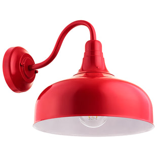 1 Light, Goose Neck Style, Porch Lighting, Red Finish