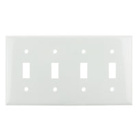 4 Gang Toggle Switch Plate White Finish