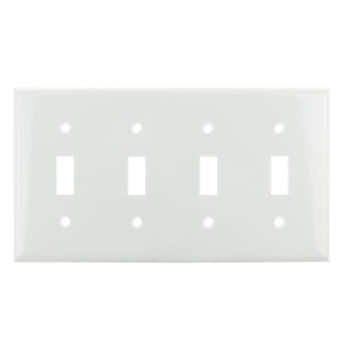 4 Gang Toggle Switch Plate White Finish