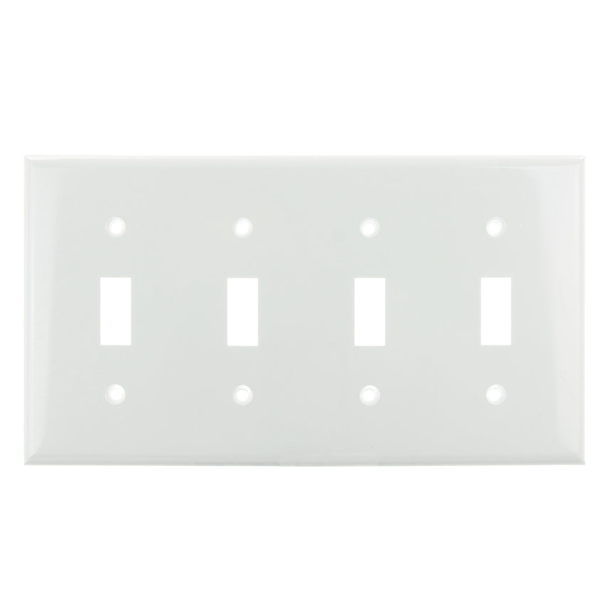 4 Gang Toggle Switch Plate White Finish