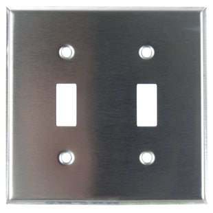 2 Gang Toggle Switch Plate Steel Finish