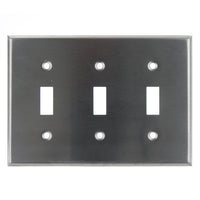 3 Gang Toggle Switch Plate Steel Finish