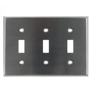 3 Gang Toggle Switch Plate Steel Finish