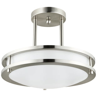 12" Pendant Double Band Fixture, Brushed Nickel Finish CCT Selectable