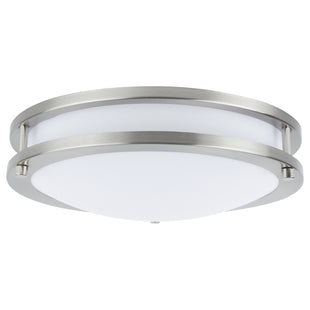 14" Surface Mounted Double Band Fixture, Brushed Nickel Finish CCT Selectable